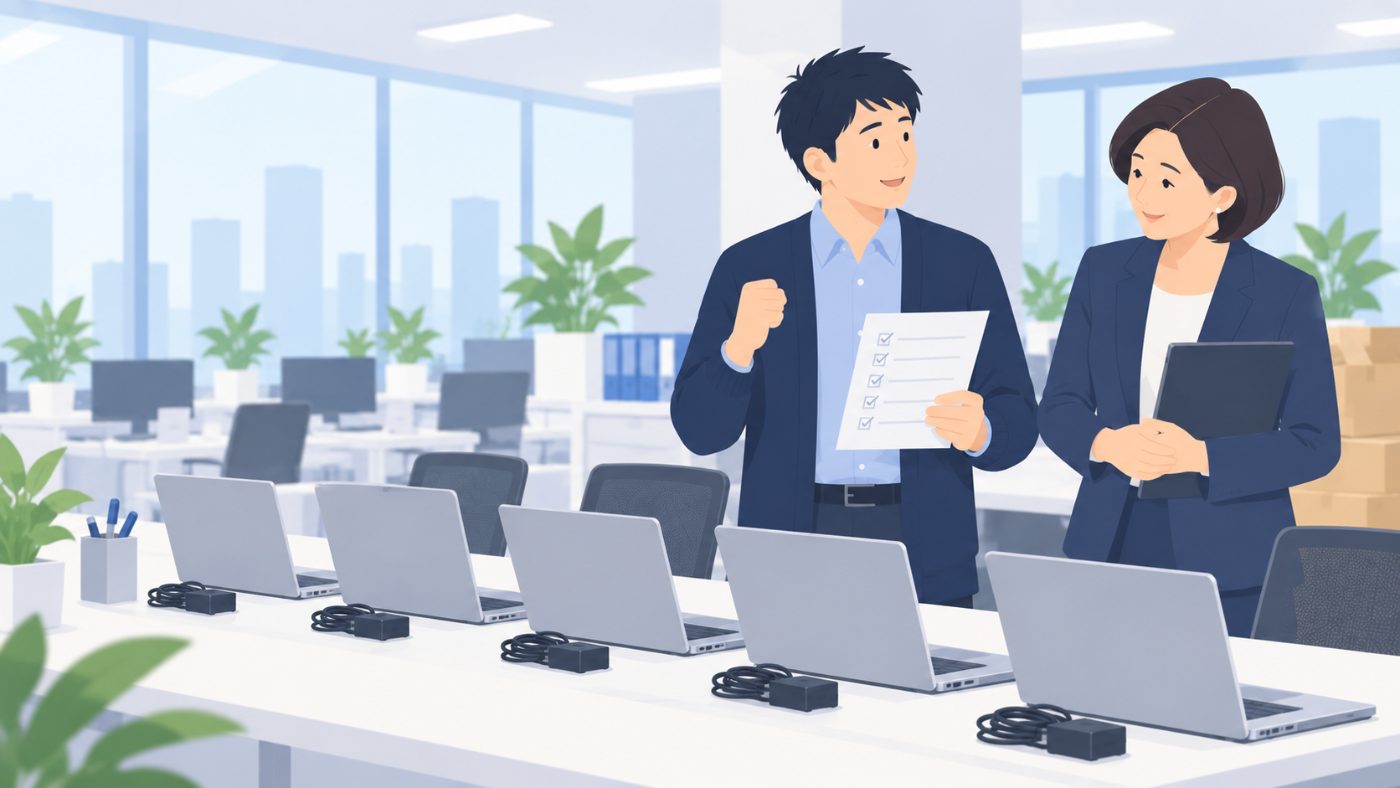 準備を終えて笑顔の佐藤さん